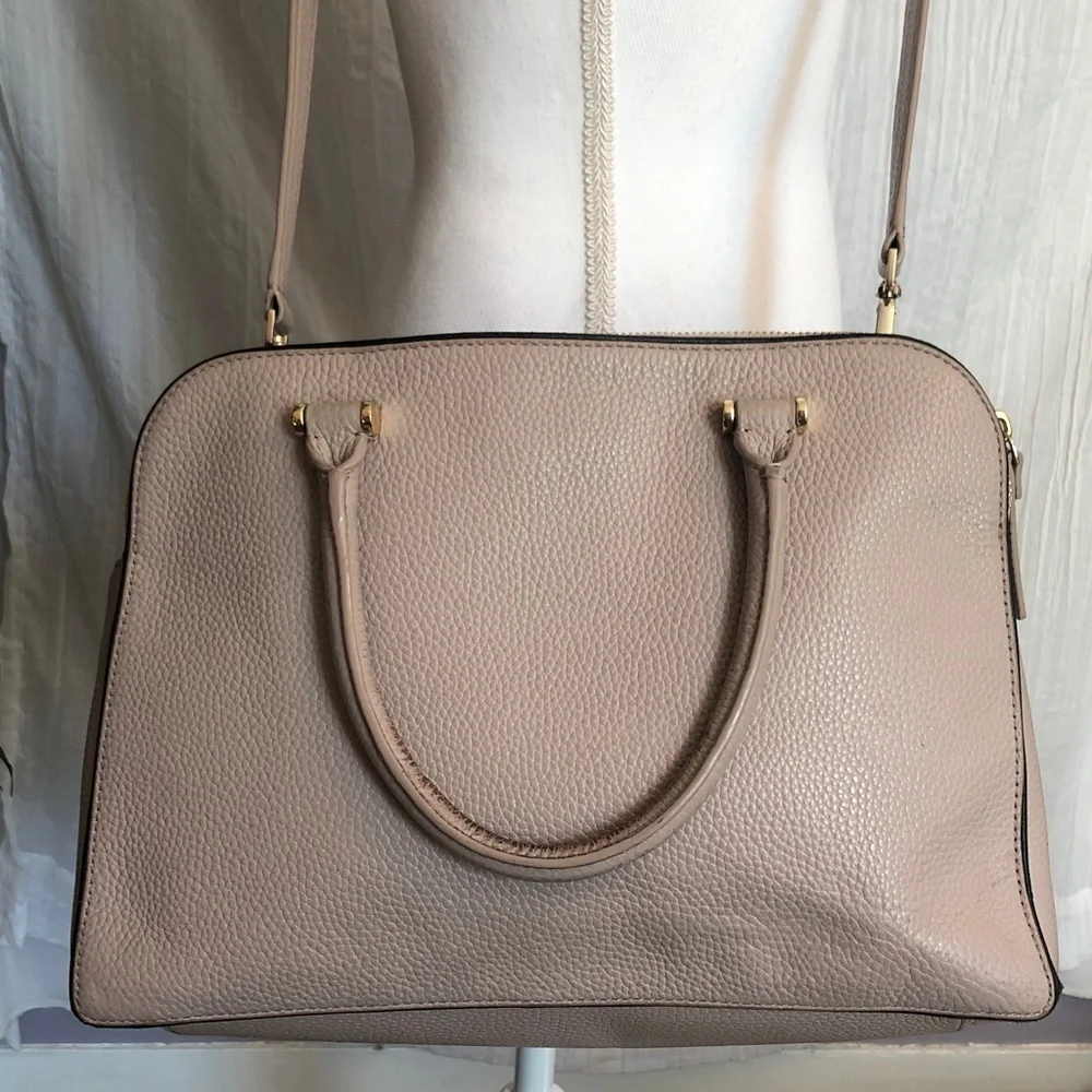 KATE SPADE dusty pink pebbled leather large satchel purse bag